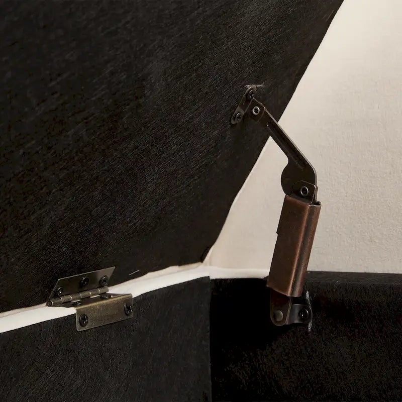 Banc de rangement de lit avec accoudoirs incurvés et pieds en bois massif