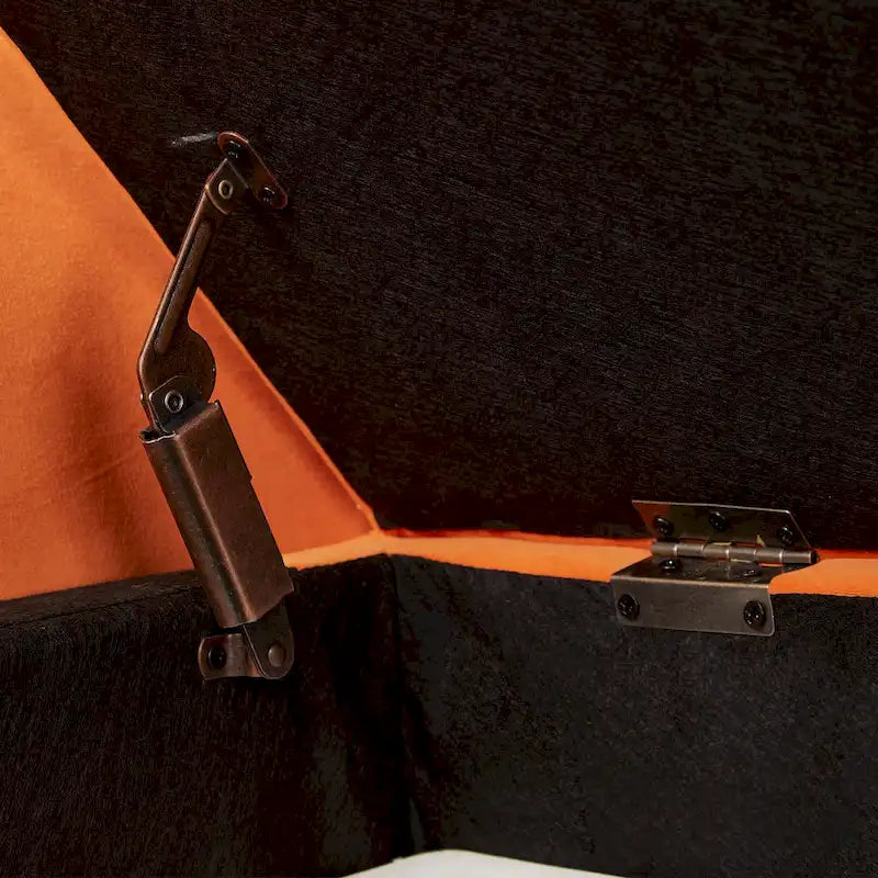 Banc de rangement de lit avec accoudoirs incurvés et pieds en bois massif