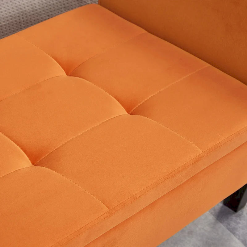 Banc de rangement de lit avec accoudoirs incurvés et pieds en bois massif