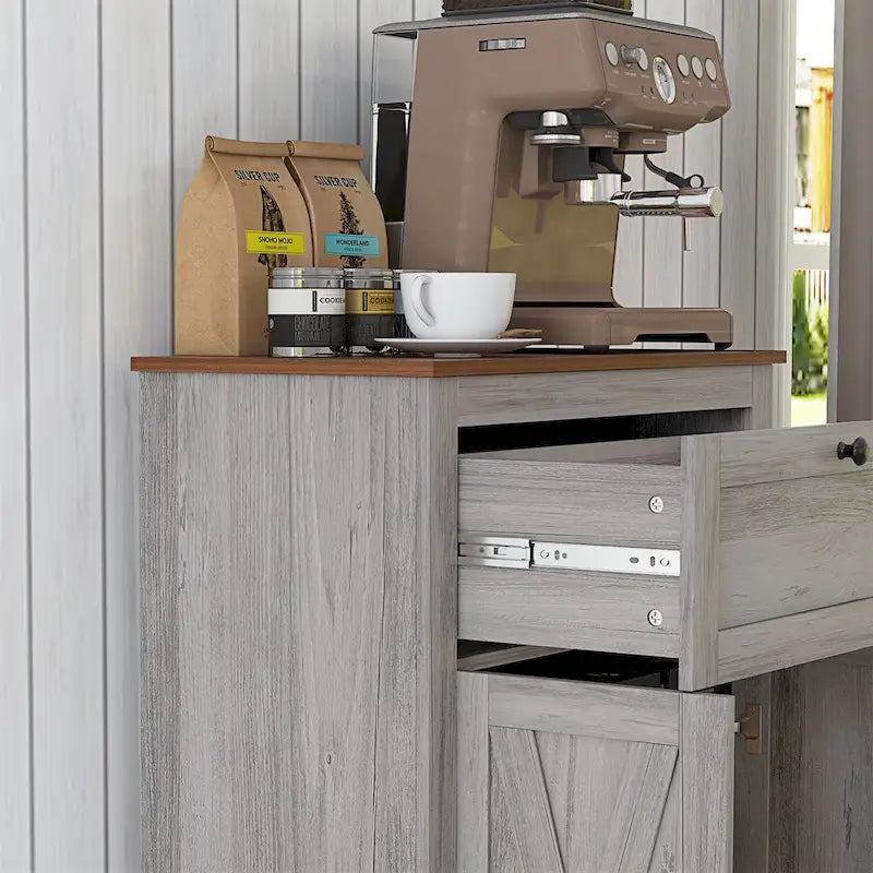 Meuble de rangement pour ferme avec portes de grange, buffet de cuisine avec portes doubles, tiroir et étagère réglable