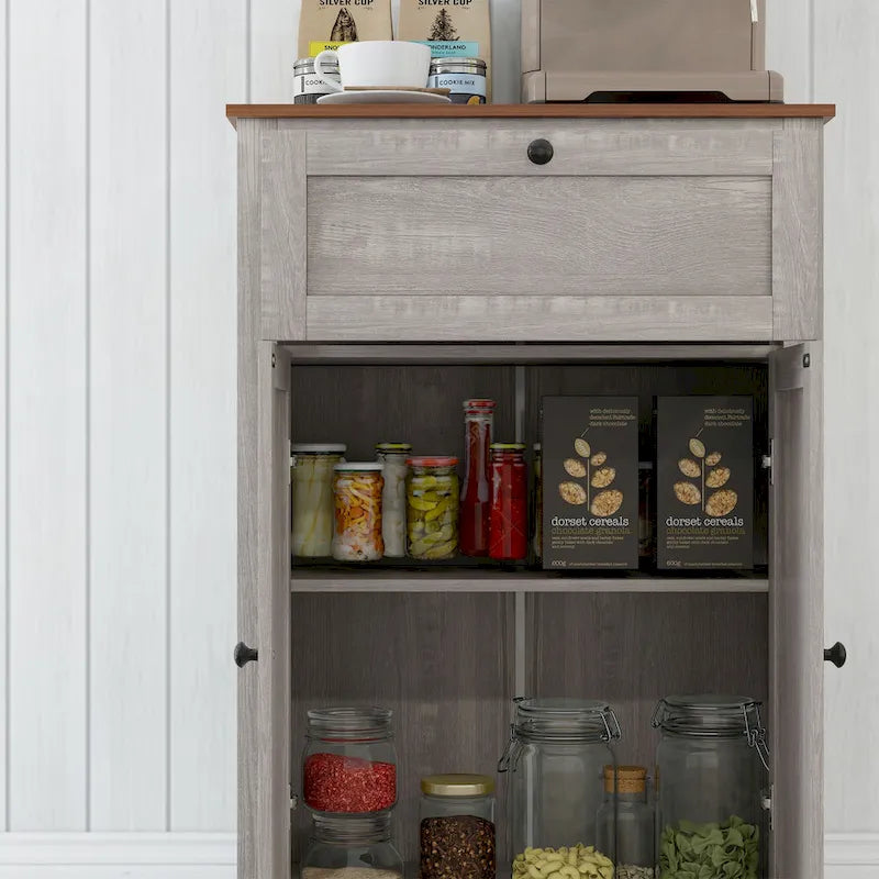 Meuble de rangement pour ferme avec portes de grange, buffet de cuisine avec portes doubles, tiroir et étagère réglable