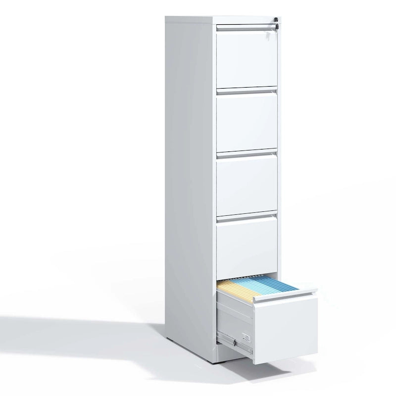 Classeur vertical métallique à 5 tiroirs avec serrure, pour bureau ou maison, en acier, format A4/Legal/Letter