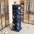 Meuble à chaussures rotatif bleu 360 à 6 niveaux