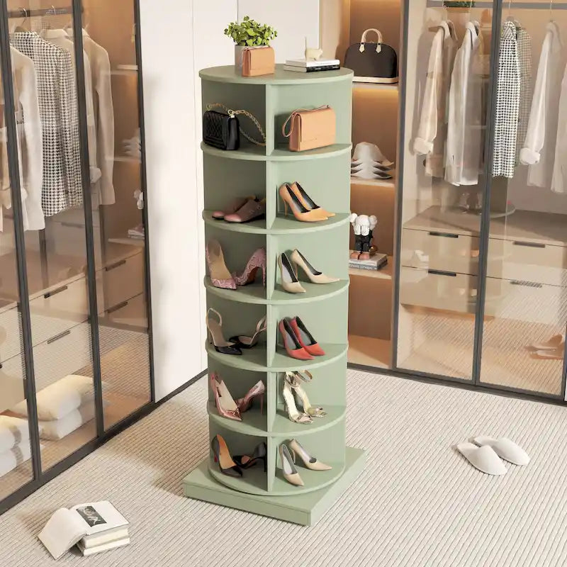 Meuble à chaussures rotatif bleu 360 à 6 niveaux