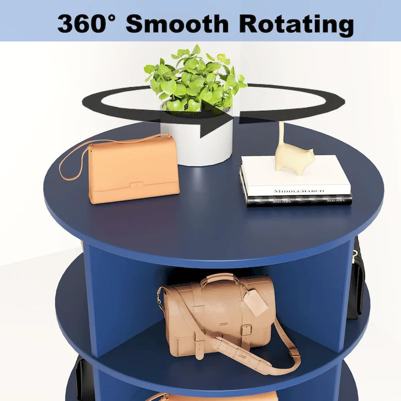 Meuble à chaussures rotatif bleu 360 à 6 niveaux