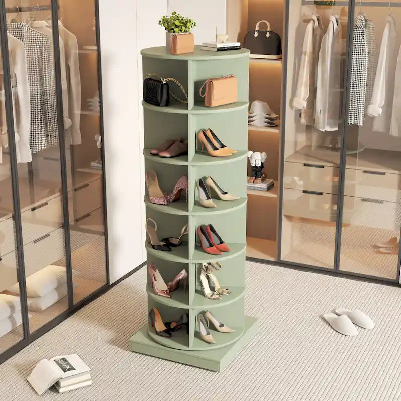 Meuble à chaussures rotatif bleu 360 à 6 niveaux