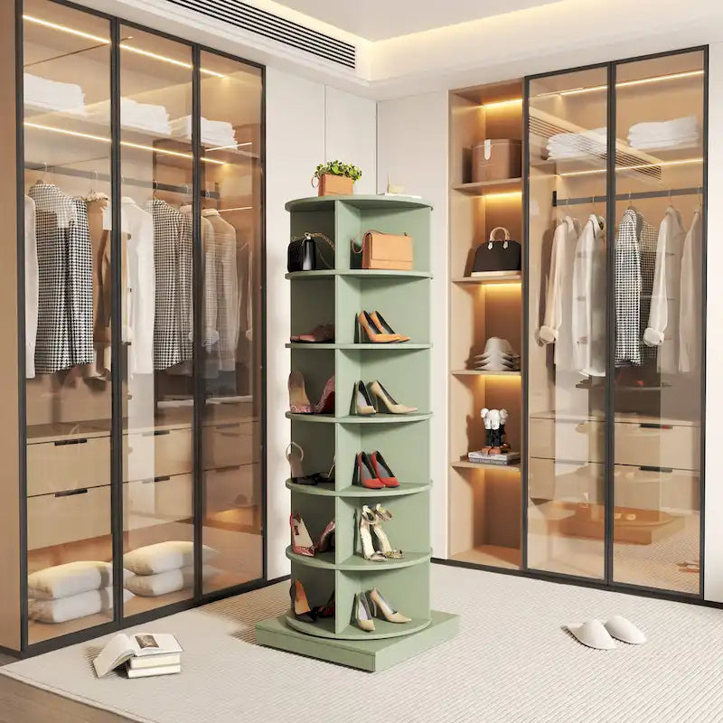 Meuble à chaussures rotatif bleu 360 à 6 niveaux