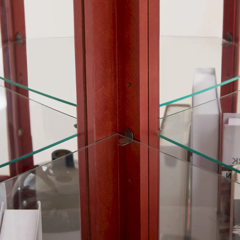Vitrine lumineuse avec portes et étagères en verre trempé, vitrine d'angle avec ampoule