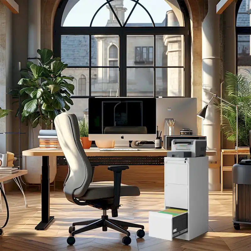 Classeur vertical en métal à 3 tiroirs avec serrure, armoire de classement verticale en acier pour bureau/domicile pour format A4 légal/lettre3