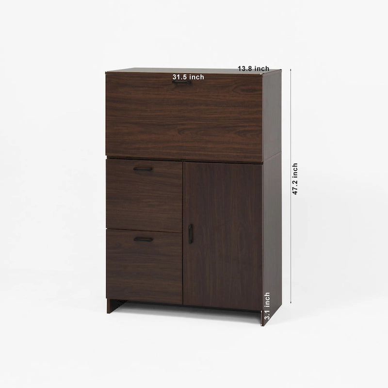 Meuble de bureau, avec tiroir de rangement et étagères, plateau rabattable