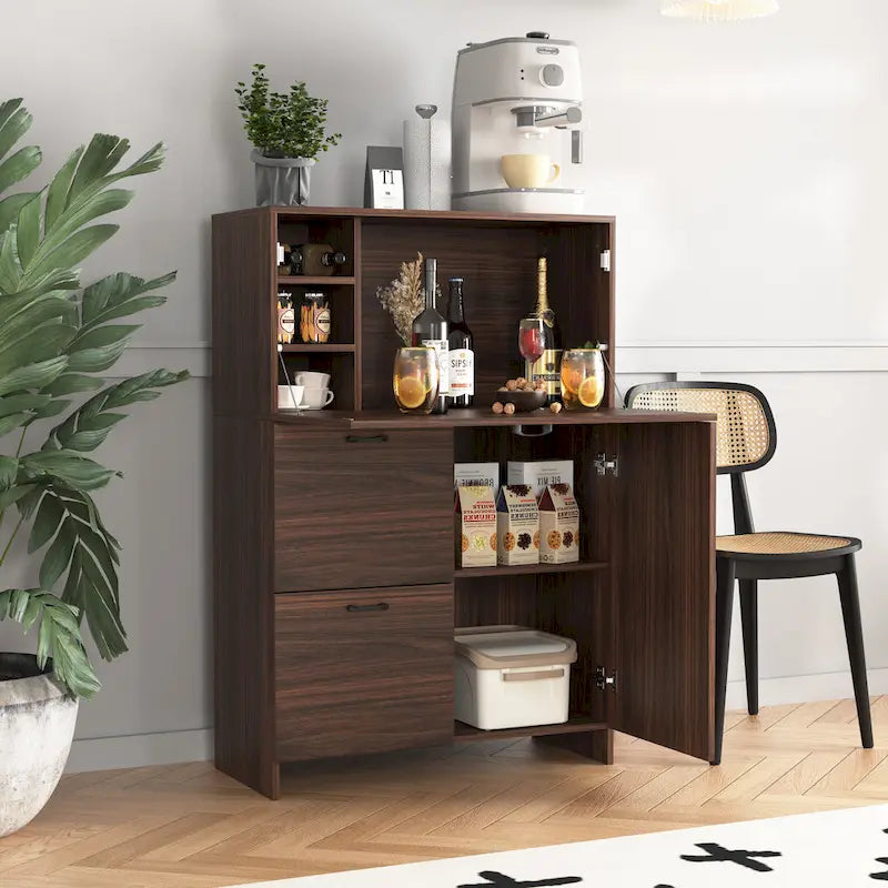 Meuble de bureau, avec tiroir de rangement et étagères, plateau rabattable