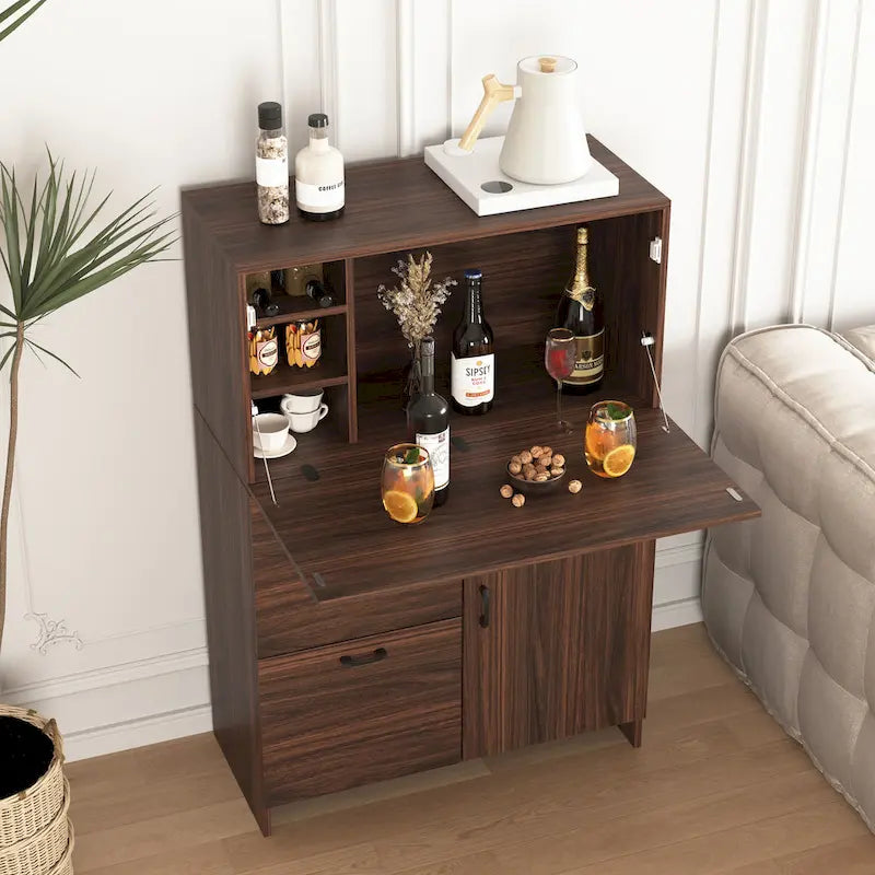 Meuble de bureau, avec tiroir de rangement et étagères, plateau rabattable