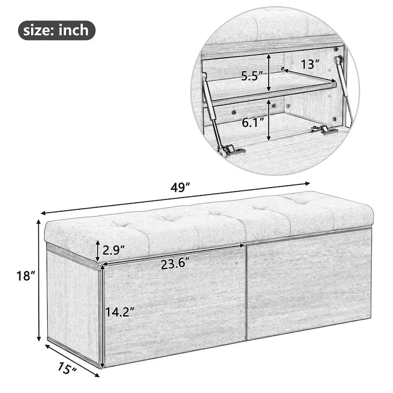 Banc de rangement pour chaussures d'entrée avec coussin et portes doubles