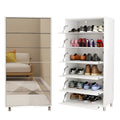 Mirror Shoe Cabinet With 6 Flip Drawers,Shoe Rack Organizer Store Ample Shoes,4 Metal Legs,Hand-Touch Flip-Out Door