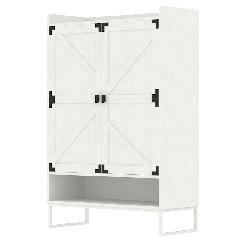 Meuble à chaussures avec portes, meuble de rangement pour chaussures à 6 niveaux avec étagères réglables, étagère à chaussures en bois organisateur de rangement pour chaussures