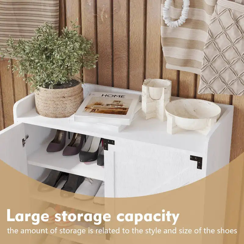 Meuble à chaussures avec portes, meuble de rangement pour chaussures à 6 niveaux avec étagères réglables, étagère à chaussures en bois organisateur de rangement pour chaussures