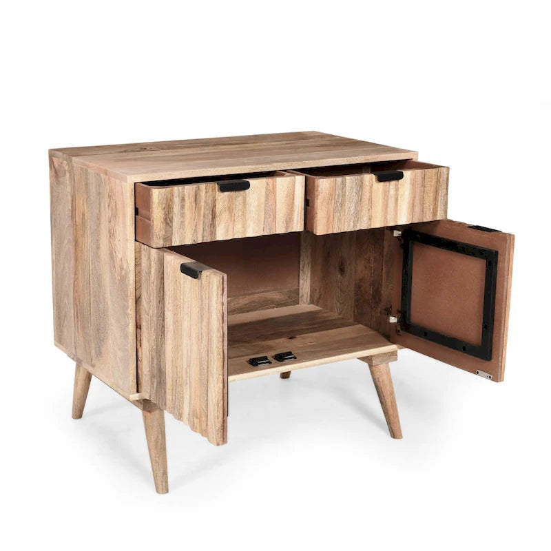 Meuble à 2 tiroirs et 2 portes Latimer Mid-Century Modern en manguier artisanal par Christopher Knight Home