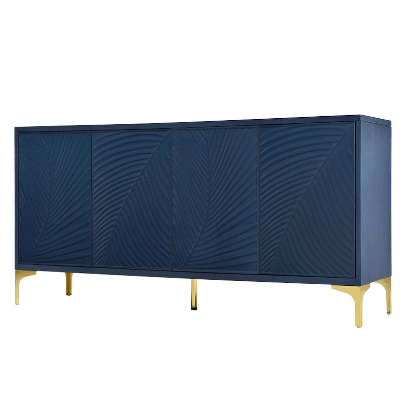 Meuble de rangement multifonctionnel, Buffet à quatre portes avec texture unique, Étagères réglables