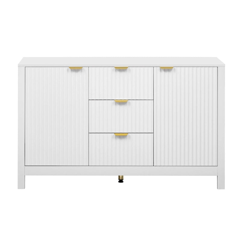 Meuble Buffet de Rangement 47,2" avec Design Vague - 3 Étagères Réglables et 3 Tiroirs - N/A