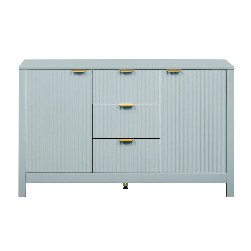 Meuble Buffet de Rangement 47,2" avec Design Vague - 3 Étagères Réglables et 3 Tiroirs - N/A