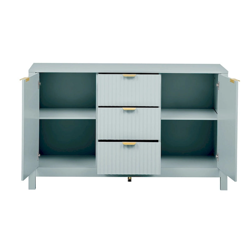 Meuble Buffet de Rangement 47,2" avec Design Vague - 3 Étagères Réglables et 3 Tiroirs - N/A