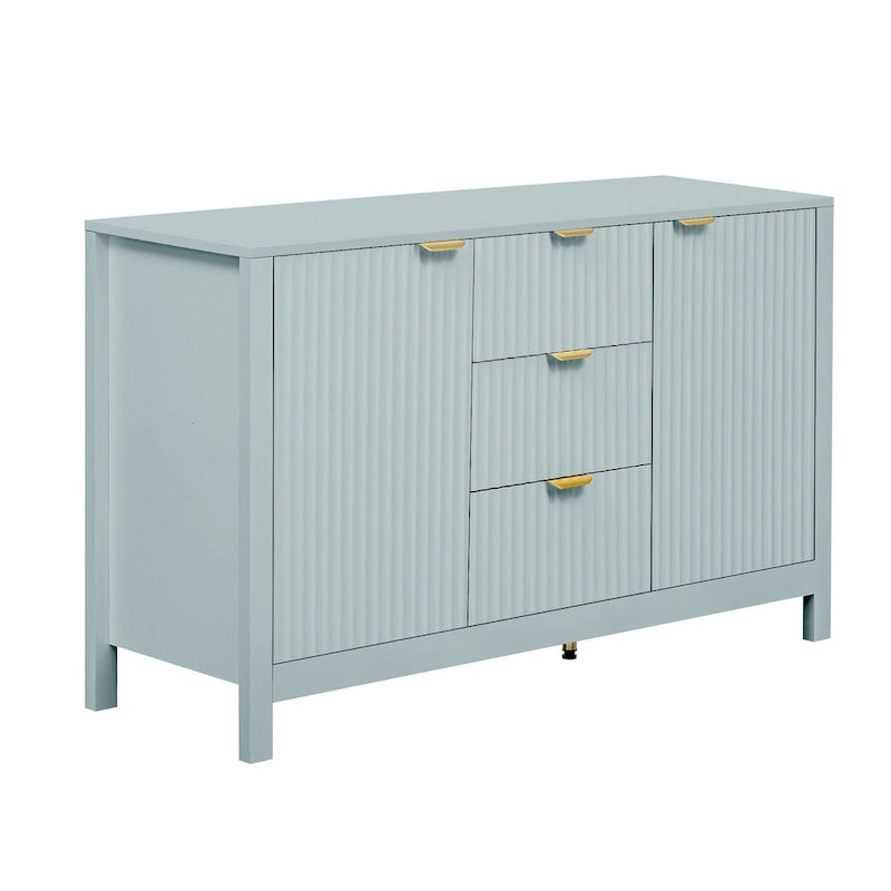 Meuble Buffet de Rangement 47,2" avec Design Vague - 3 Étagères Réglables et 3 Tiroirs - N/A