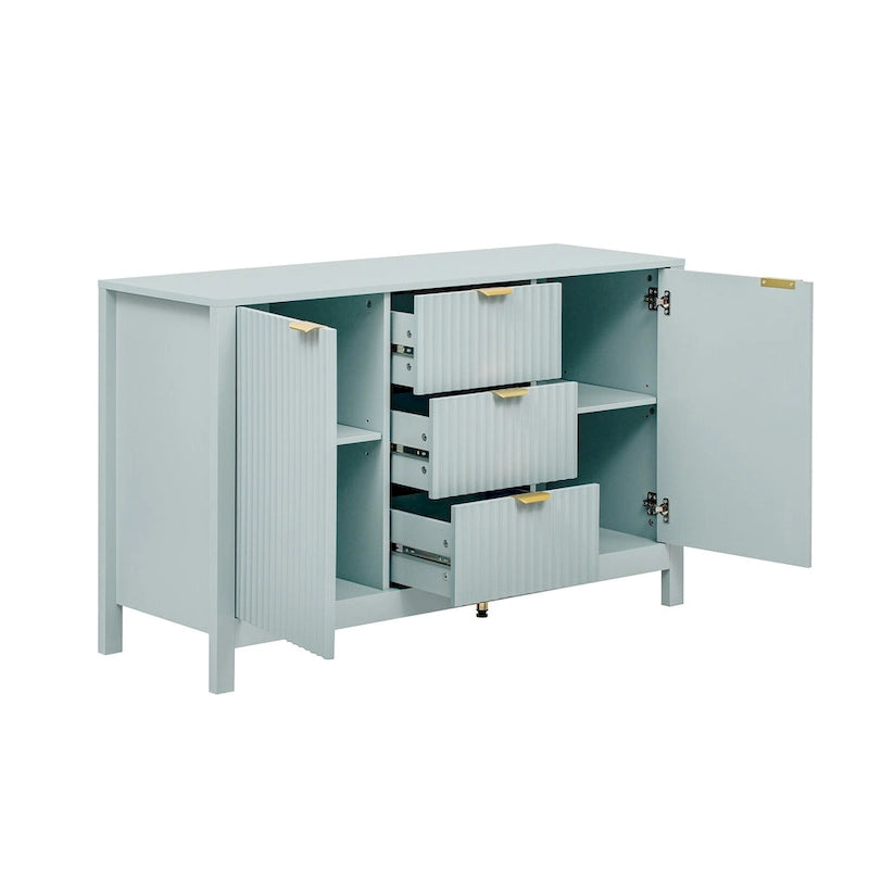 Meuble Buffet de Rangement 47,2" avec Design Vague - 3 Étagères Réglables et 3 Tiroirs - N/A