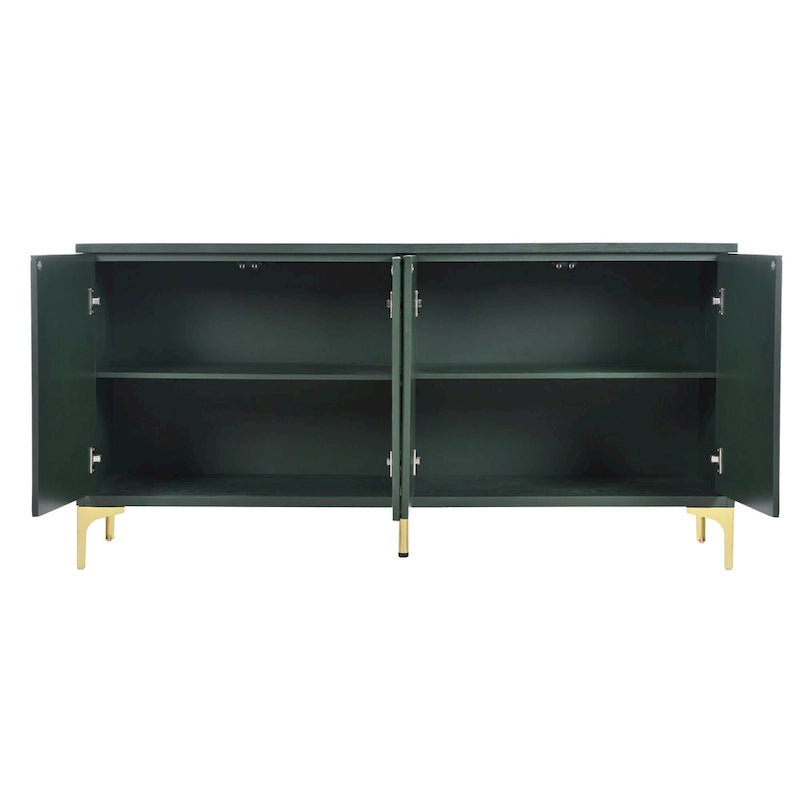 Buffet 4 portes de 152 cm avec portes sculptées et étagères réglables pour entrée, salle à manger, salon