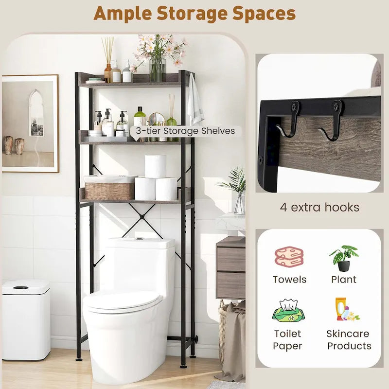 Costway Étagère de Salle de Bain 3 Niveaux Gain de Place pour WC – Voir Détails