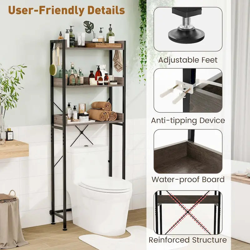 Costway Étagère de Salle de Bain 3 Niveaux Gain de Place pour WC – Voir Détails