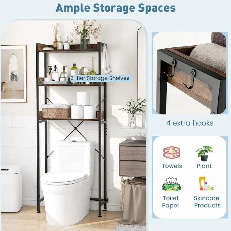 Costway Étagère de Salle de Bain 3 Niveaux Gain de Place pour WC – Voir Détails