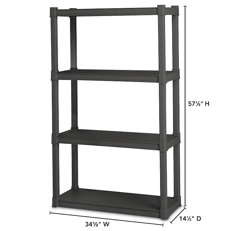 Unité de rangement en plastique Sterilite à 4 tablettes, grise, paquet de 3 - 3 paquets