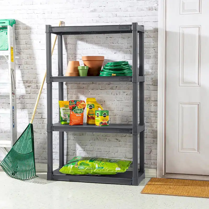 Unité de rangement en plastique Sterilite à 4 tablettes, grise, paquet de 3 - 3 paquets