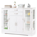 Costway Buffet Armoire de Rangement Console Meuble Bas avec Porte en Verre et Tiroirs
