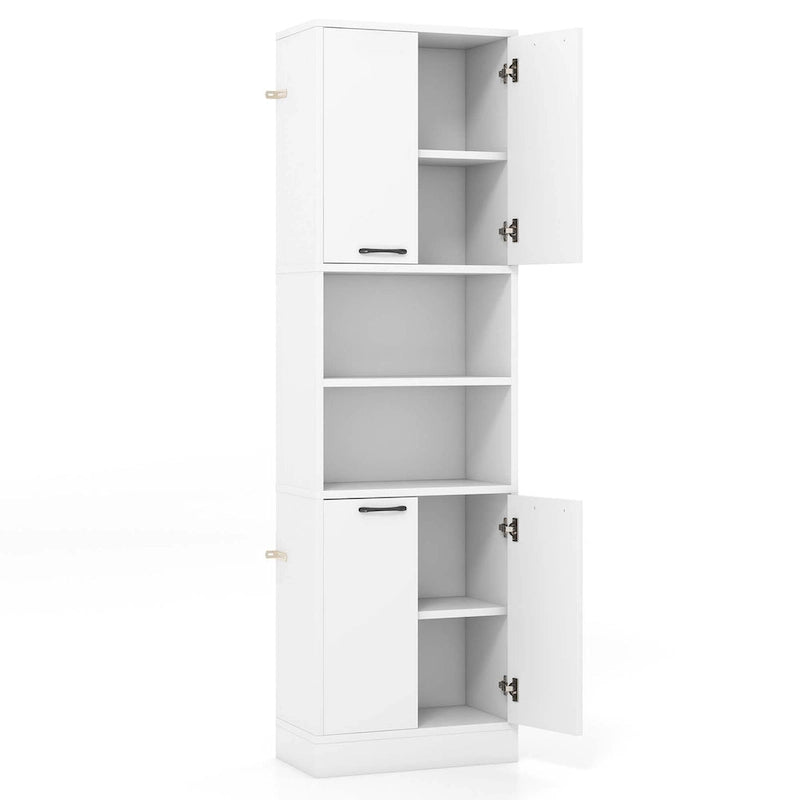Meuble Colonne de Rangement WC Costway H 190 cm avec 4 Portes et 2 Compartiments Ouverts - Voir Détails