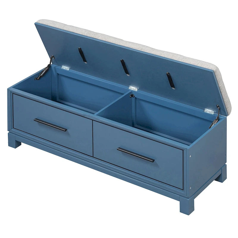 Banc à chaussures avec coussin amovible, banc d'entrée avec rangement dissimulé