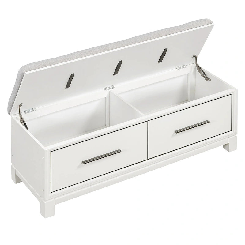 Banc à chaussures avec coussin amovible, banc d'entrée avec rangement dissimulé