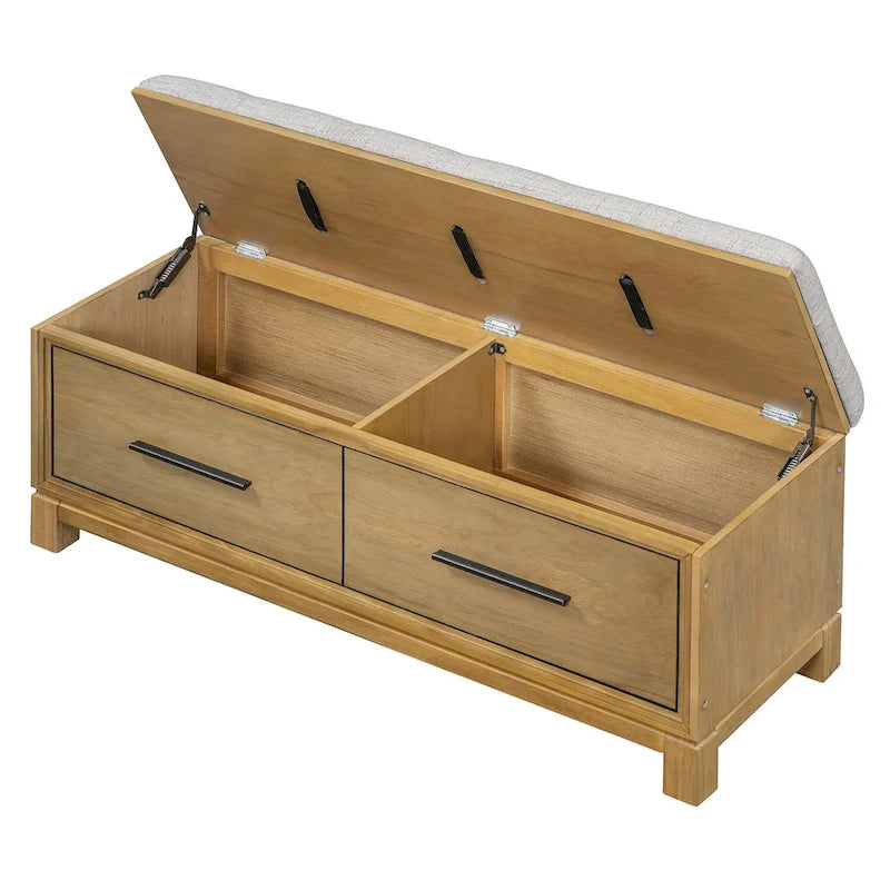 Banc à chaussures avec coussin amovible, banc d'entrée avec rangement dissimulé