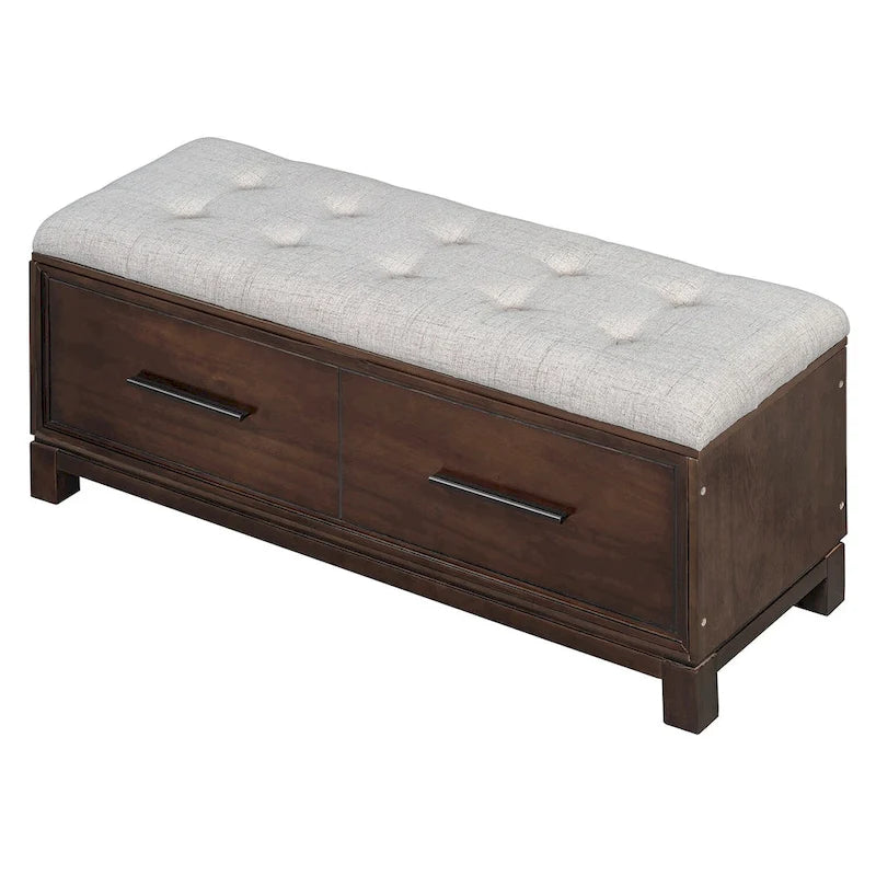 Banc à chaussures avec coussin amovible, banc d'entrée avec rangement dissimulé