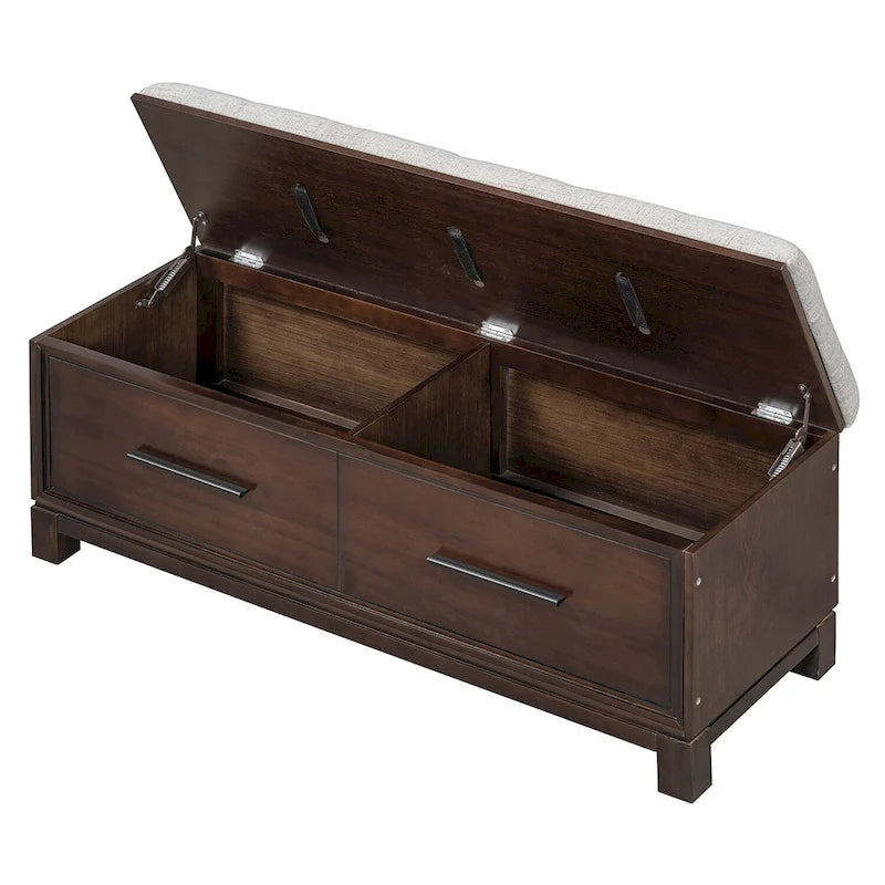 Banc à chaussures avec coussin amovible, banc d'entrée avec rangement dissimulé
