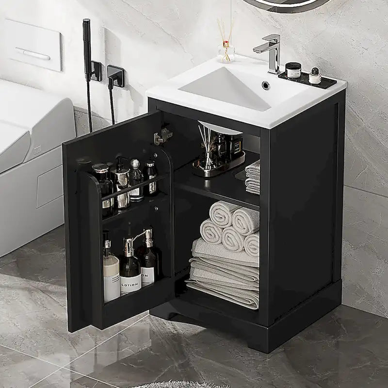 Meuble de salle de bain 20 vasques avec lavabo en céramique, meuble-lavabo moderne avec porte à fermeture amortie