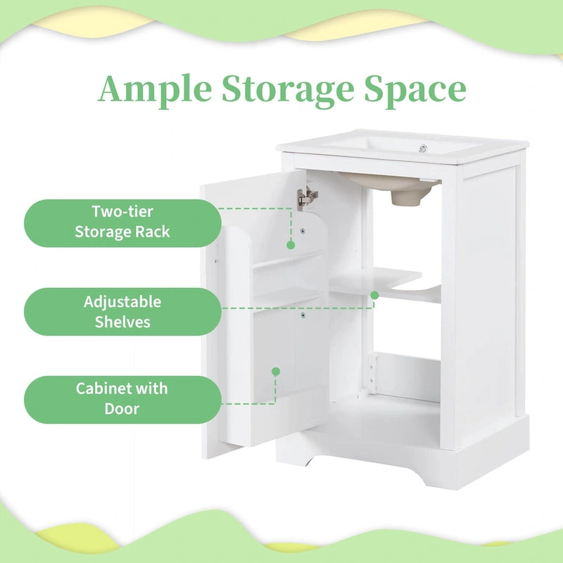 Meuble de salle de bain 20 vasques avec lavabo en céramique, meuble-lavabo moderne avec porte à fermeture amortie