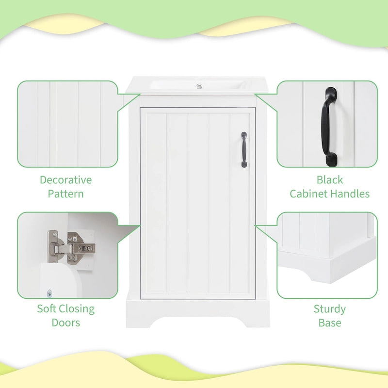 Meuble de salle de bain 20 vasques avec lavabo en céramique, meuble-lavabo moderne avec porte à fermeture amortie