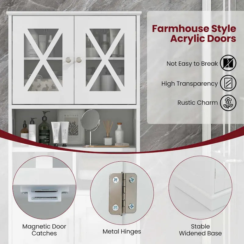Meuble haut de salle de bain Costway Grand meuble de rangement au sol avec acrylique - Voir détails
