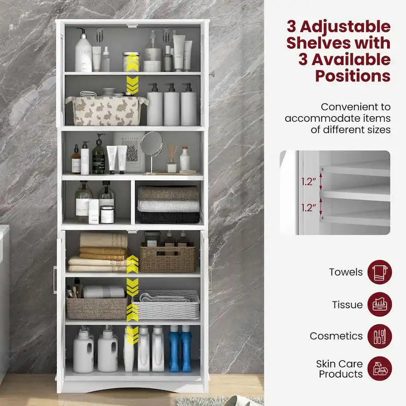 Meuble haut de salle de bain Costway Grand meuble de rangement au sol avec acrylique - Voir détails