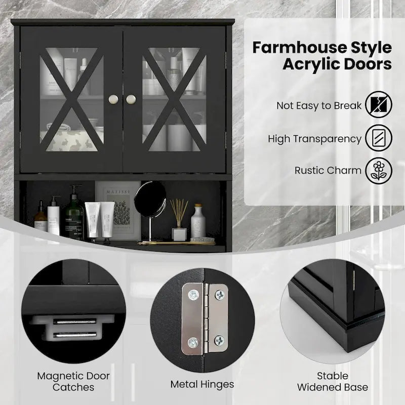 Meuble haut de salle de bain Costway Grand meuble de rangement au sol avec acrylique - Voir détails