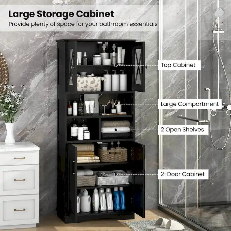 Meuble haut de salle de bain Costway Grand meuble de rangement au sol avec acrylique - Voir détails