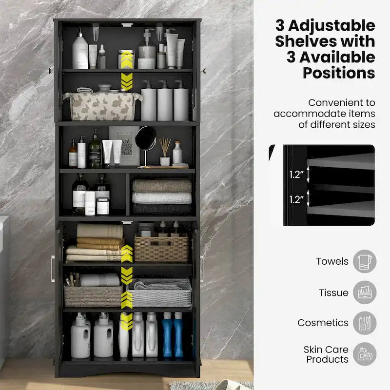 Meuble haut de salle de bain Costway Grand meuble de rangement au sol avec acrylique - Voir détails