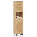 Costway Armoire de salle de bain haute de 67 po avec 2 portes et compartiment ouvert - Voir les détails