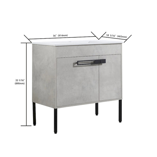 Meuble-lavabo de salle de bain 24 pouces/30 pouces/36 pouces avec évier autoportant/mural, ensemble d'évier en céramique avec étagère réglable